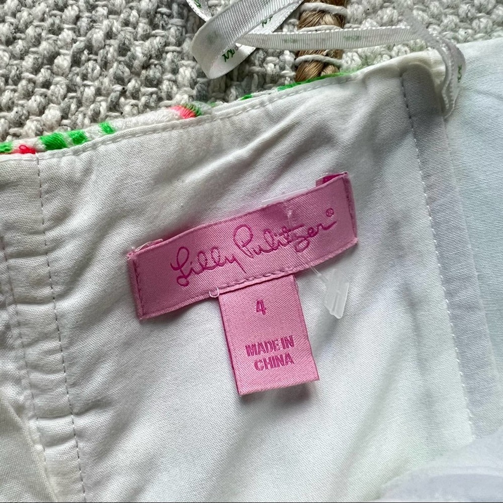 Lilly Pulitzer Rana Splish Splash White Green Pink Lace Off The Shoulder Dress 4 - Picture 7 of 8